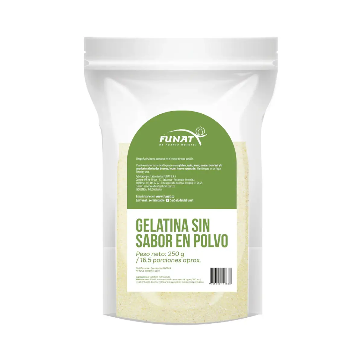Gelatina sin sabor